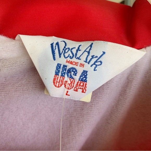 Vintage 80s 90s Nylon Snap Button Windbreaker Jacket Red Size L New Old Stock - Picture 5 of 8